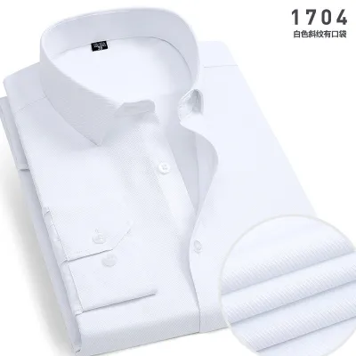 Men Plus Size Casual Business Solid Color Stripe Long Sleeve Lapel Dress Shirts