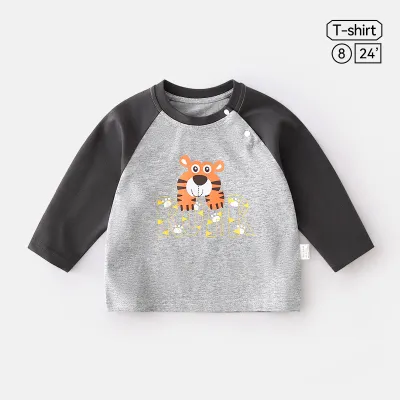Kids Toddler Boys Girls Spring Autumn Casual Cute Cartoon Print Long Sleeve T-Shirt