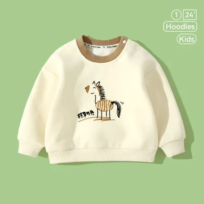 Kids Toddler Boys Girls Casual Cute Cartoon Animal Stripe Print Long Sleeve Sweatshirts Pullover