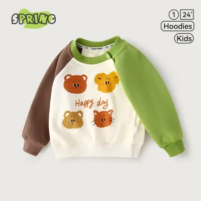 Kids Toddler Boys Girls Casual Cute Cartoon Animal Stripe Print Long Sleeve Sweatshirts Pullover