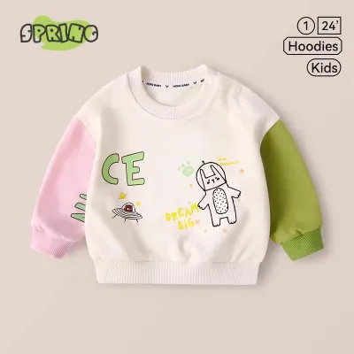 Kids Toddler Boys Girls Casual Cute Cartoon Animal Stripe Print Long Sleeve Sweatshirts Pullover