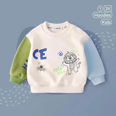 Kids Toddler Boys Girls Casual Cute Cartoon Animal Stripe Print Long Sleeve Sweatshirts Pullover