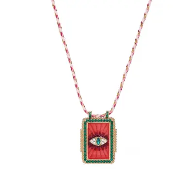 Bohemian Vintage Sun Moon Evil Eye Pendant Necklace Copper O-Chain