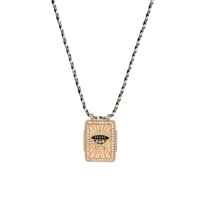 Bohemian Vintage Sun Moon Evil Eye Pendant Necklace Copper O-Chain