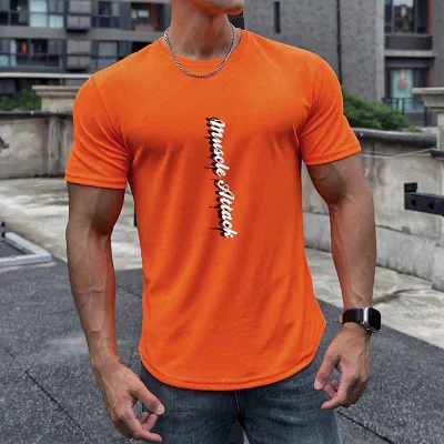 Men Casual Basic Sport Alphabet Print Short Sleeve Round Neck T-Shirt