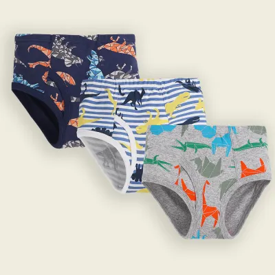 Kids Toddler Boys Cute Cartoon Stripe Dinosaur Print Cotton Briefs Pajamas