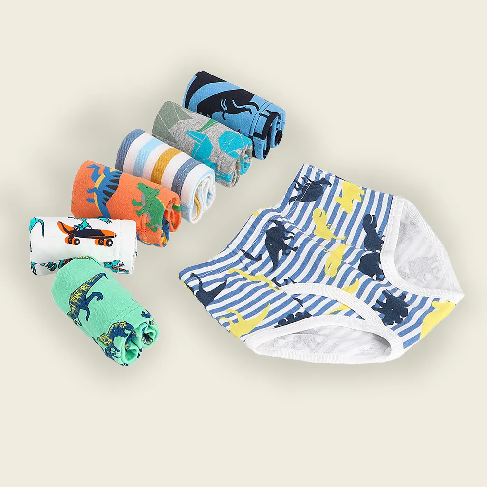 Kids Toddler Boys Cute Cartoon Stripe Dinosaur Print Cotton Briefs Pajamas