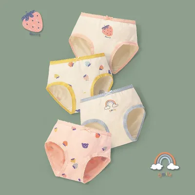 Kids Toddler Girls Cute Cartoon Print Cotton Briefs Pajamas