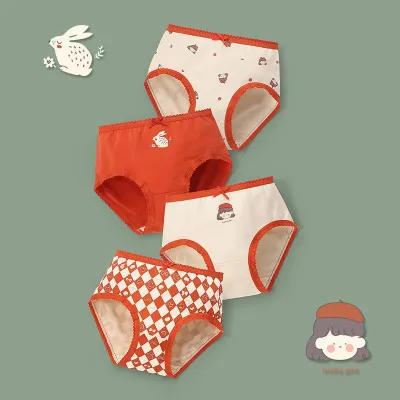 Kids Toddler Girls Cute Cartoon Print Cotton Briefs Pajamas