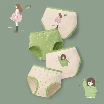Kids Toddler Girls Cute Cartoon Print Cotton Briefs Pajamas