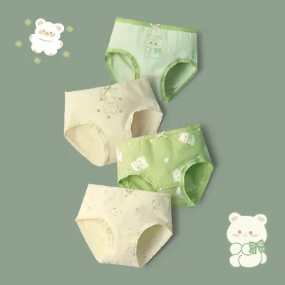 Kids Toddler Girls Cute Cartoon Print Cotton Briefs Pajamas