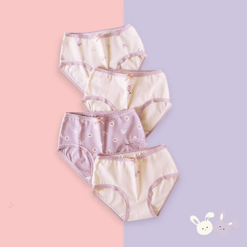 Kids Toddler Girls Cute Cartoon Print Cotton Briefs Pajamas