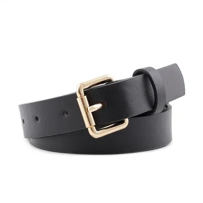 Women Simple Solid Color Snake Print PU Belt with Alloy Pin Buckle