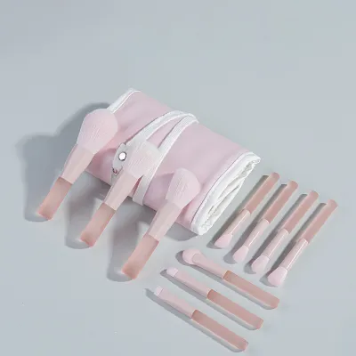 10 Pcs Half Pond Jelly Mini Makeup Brush Set Portable Nylon Bristle Plastic Handle