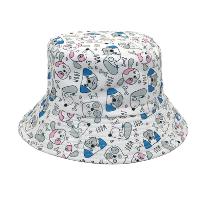 Summer Women Fashion Creative Smiley Panda Floral Print Sunshade Bucket Hats