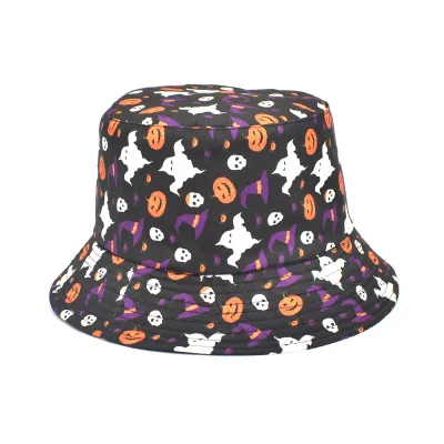 Summer Women Fashion Creative Smiley Panda Floral Print Sunshade Bucket Hats