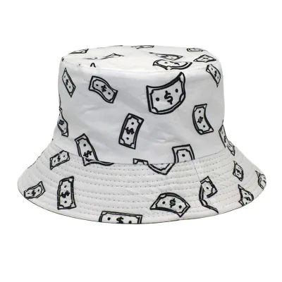 Summer Women Fashion Creative Smiley Panda Floral Print Sunshade Bucket Hats