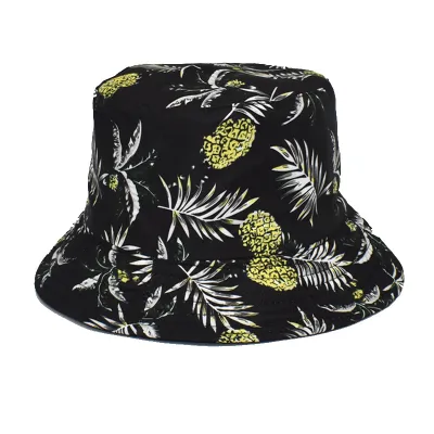 Summer Women Fashion Creative Smiley Panda Floral Print Sunshade Bucket Hats