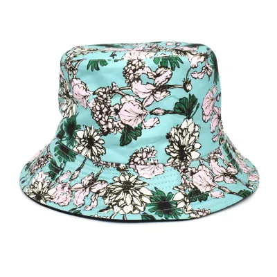 Summer Women Fashion Creative Smiley Panda Floral Print Sunshade Bucket Hats