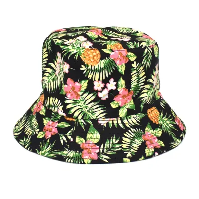 Summer Women Fashion Creative Smiley Panda Floral Print Sunshade Bucket Hats
