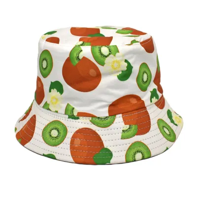 Summer Women Fashion Creative Smiley Panda Floral Print Sunshade Bucket Hats