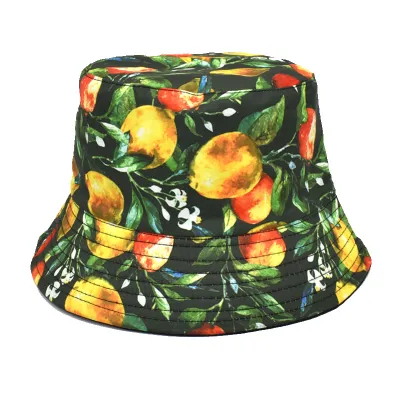 Summer Women Fashion Creative Smiley Panda Floral Print Sunshade Bucket Hats