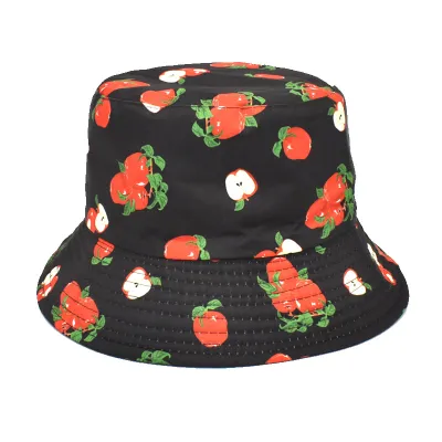 Summer Women Fashion Creative Smiley Panda Floral Print Sunshade Bucket Hats