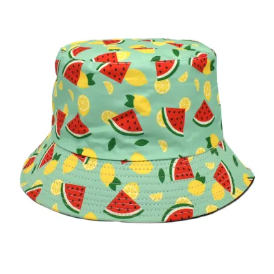 Summer Women Fashion Creative Smiley Panda Floral Print Sunshade Bucket Hats