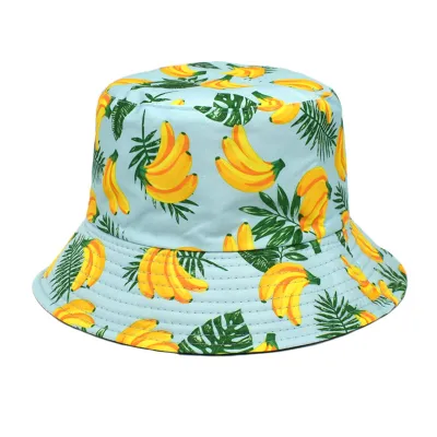 Summer Women Fashion Creative Smiley Panda Floral Print Sunshade Bucket Hats
