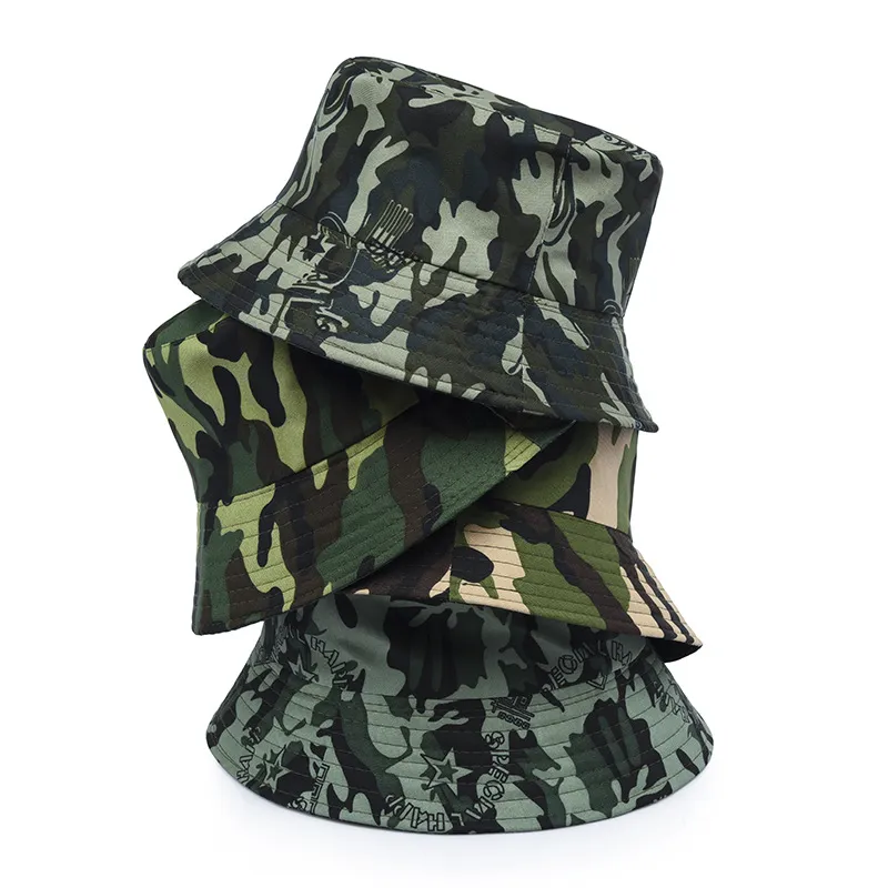 Simple Outdoor Camouflage Printed Breathable Sunshade Bucket Hats