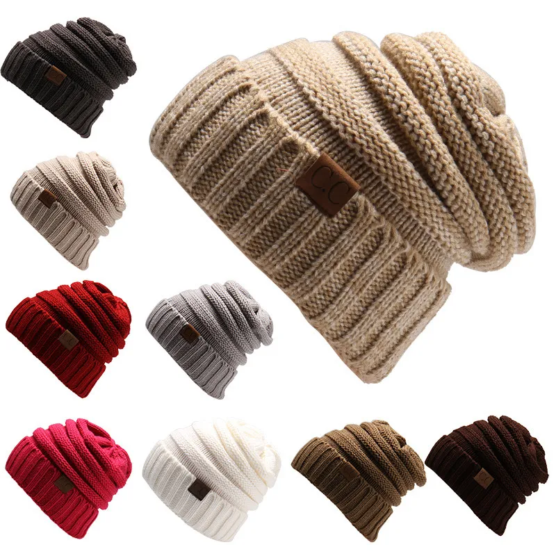 Autumn Winter Women Fashion Letter Labeling Wool Knitted Hat