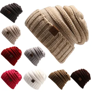 Autumn Winter Women Fashion Letter Labeling Wool Knitted Hat