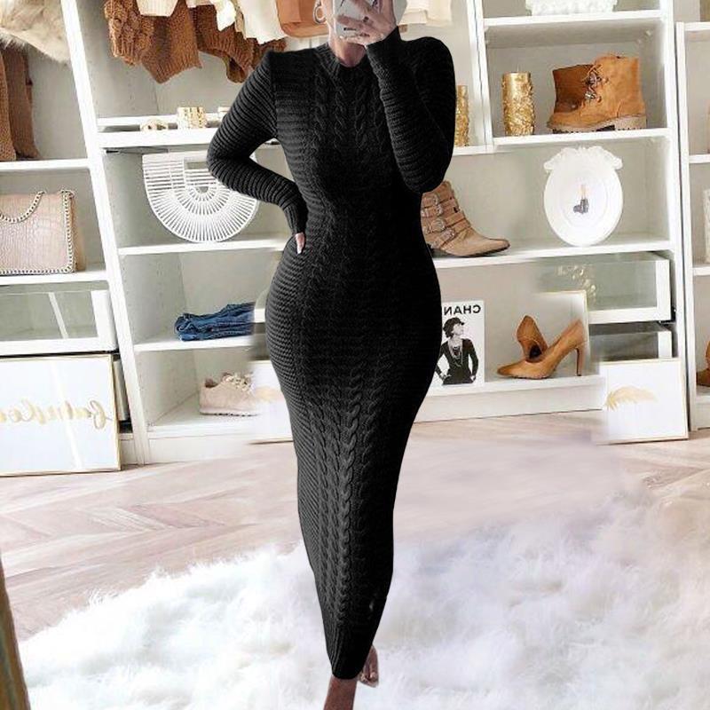 Wholesale Autumn Winter Women Fashion Solid Color Round Neck