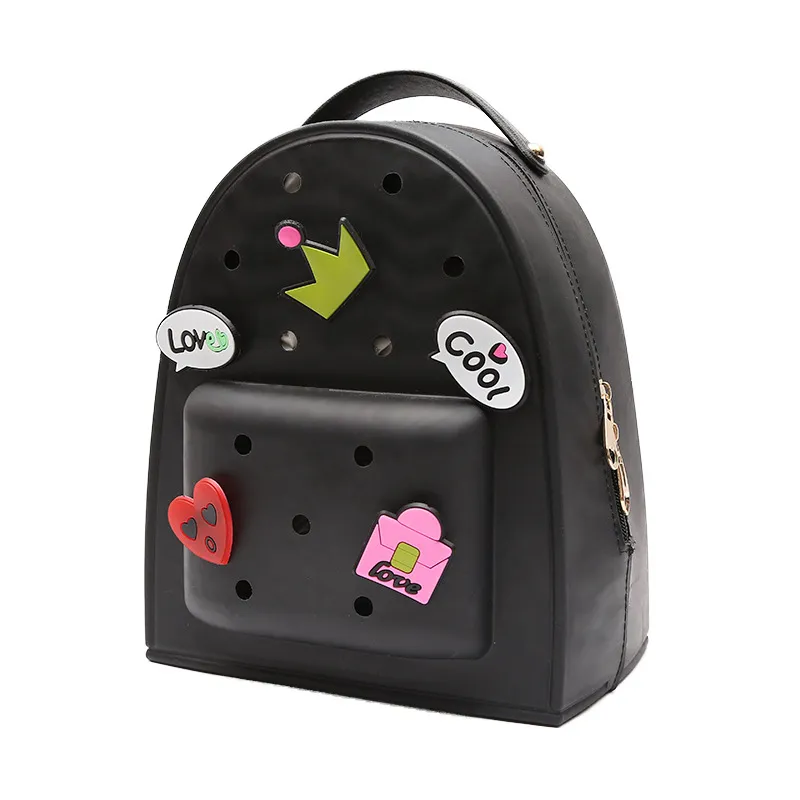 Women Silicone Cartoon Cute Pattern Holes Backpack