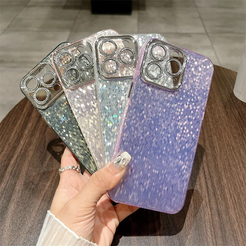 Women Fashion Laser Rhombic Mosaic Pattern Apple PC Phone Case