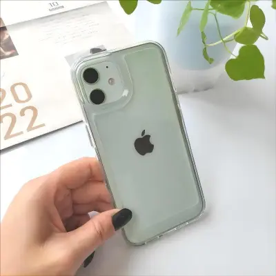 Simple Transparent Electroplated Button Acrylic Apple Phone Case