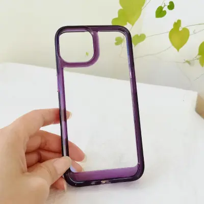 Simple Transparent Electroplated Button Acrylic Apple Phone Case