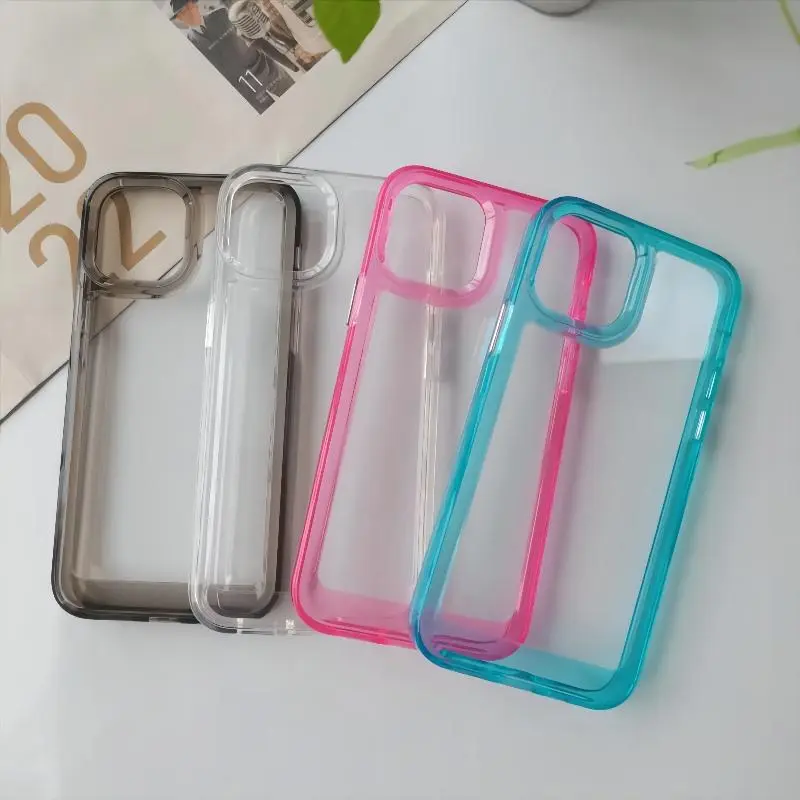 Simple Transparent Electroplated Button Acrylic Apple Phone Case