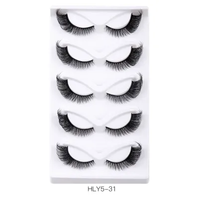 Women Simple Natural Thick 5 Pairs False Eyelashes Chemical Fiber