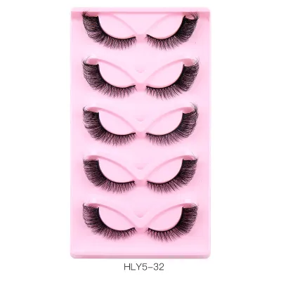 Women Simple Natural Thick 5 Pairs False Eyelashes Chemical Fiber
