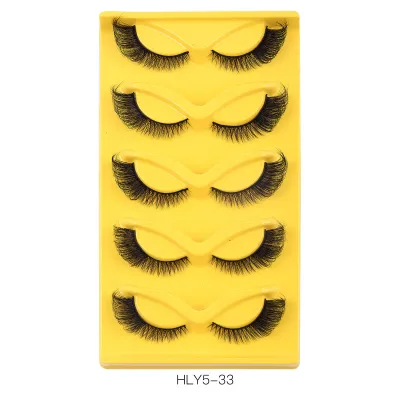 Women Simple Natural Thick 5 Pairs False Eyelashes Chemical Fiber
