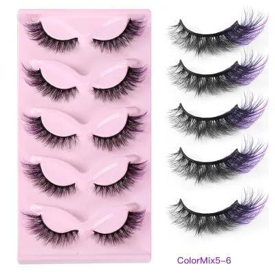 Women Simple Natural Thick 5 Pairs False Eyelashes Imitation Mink