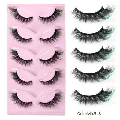 Women Simple Natural Thick 5 Pairs False Eyelashes Imitation Mink