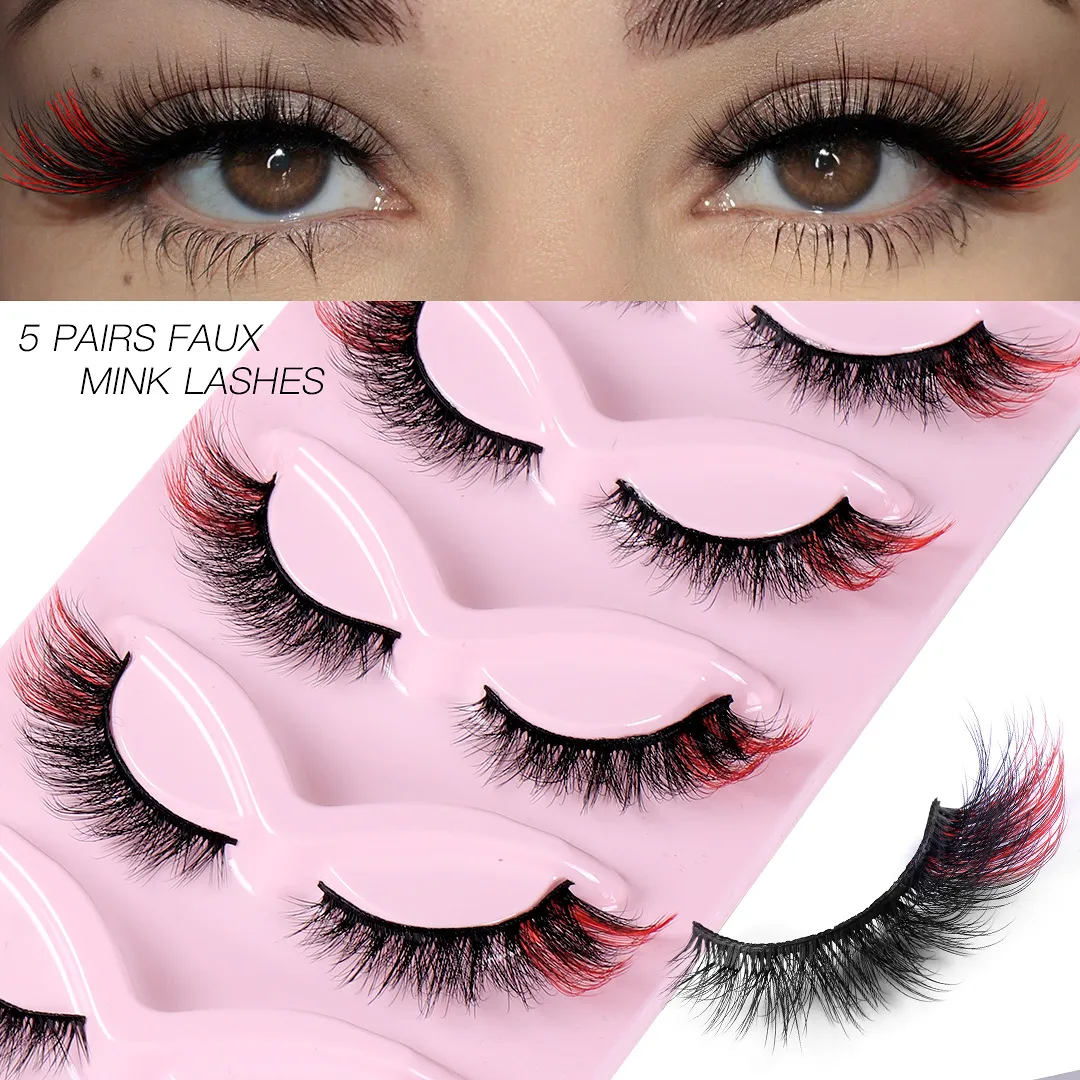 Women Simple Natural Thick 5 Pairs False Eyelashes Imitation Mink