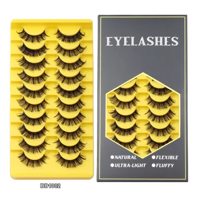 Women Simple Natural Soft Thick 10 Pairs False Eyelashes Chemical Fiber