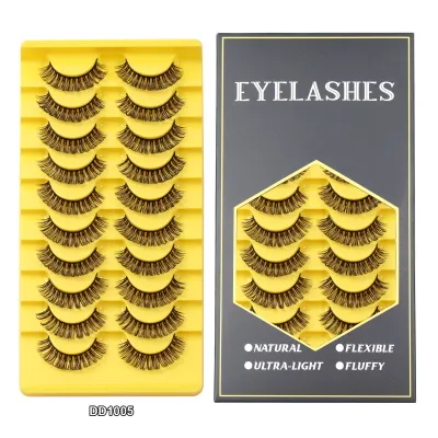 Women Simple Natural Soft Thick 10 Pairs False Eyelashes Chemical Fiber