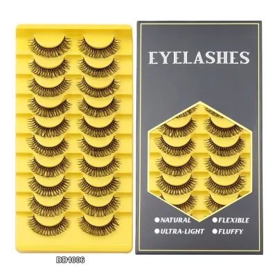 Women Simple Natural Soft Thick 10 Pairs False Eyelashes Chemical Fiber