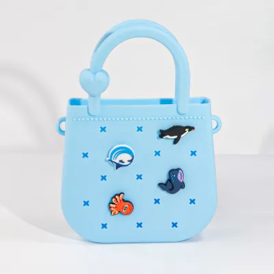 Cartoon Cute Portable Mini DIY Hole Silicone Handbag