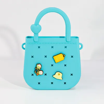 Cartoon Cute Portable Mini DIY Hole Silicone Handbag