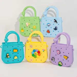 Cartoon Cute Portable Mini DIY Hole Silicone Handbag